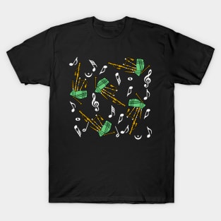 Bagpipes White Music Note Pattern T-Shirt